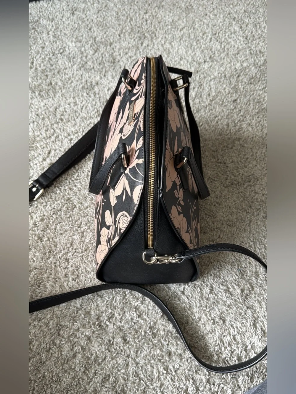 kate spade Black & Pink Floral Dome Satchel Bag